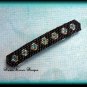 Stunning Beaded Jet Black, Gold and Teal Large Barrette 3 1/4 Inches Long