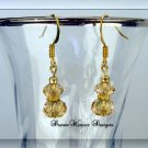 Topaz Swarovski Crystal and Gold Dangle Earrings