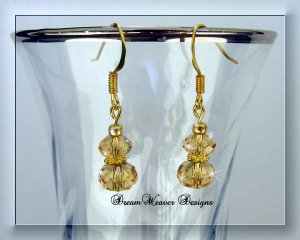 Topaz Swarovski Crystal and Gold Dangle Earrings