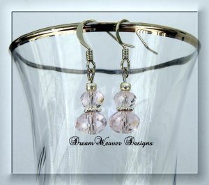 Pink Swarovski Crystal and Silver Dangle Earrings
