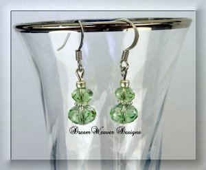 Peridot Green Swarovski Crystal and Silver Dangle Earrings