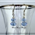 Blue Sapphire Swarovski Crystal and Silver Dangle Earrings
