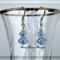 Blue Sapphire Swarovski Crystal and Silver Dangle Earrings