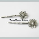 Vintage Swarovski Crystal Flower Hair Pins Bobby Pins Hair Jewelry