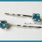 Aqua Blue Crystal Hair Pins Bobby Pins Hair Jewelry