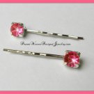 Hot Pink Crystal Hair Pins Bobby Pins Hair Jewelry