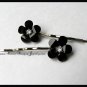 Black Flower with Clear Crystal Hair Pins Bobby Pins Hair Jewelry