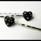 Black Sparkle Heart Hair Pins Bobby Pins Hair Jewelry