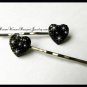 Black Sparkle Heart Hair Pins Bobby Pins Hair Jewelry