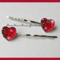 Red Sparkle Heart Hair Pins Bobby Pins Hair Jewelry