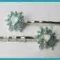 Aqua, Silver and Crystal Ice Princess Hair Pins Bobby Pins Hair Jewelry