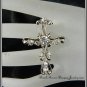 Double Finger Silver and Crystal Fancy Cross Ring
