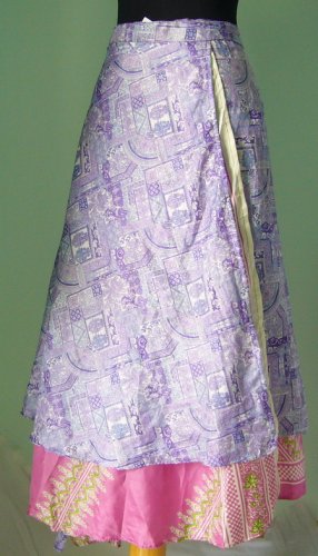 Long Wrap Silk Skirt ,Gypsy, Indian Style (sw102)
