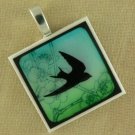 Bird in Flight Polymer Clay Pendant Necklace