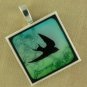 Bird in Flight Polymer Clay Pendant Necklace