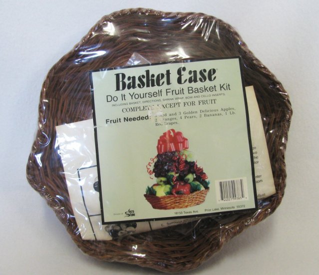 Basket Ease Fruit Basket Kit 3 Wicker Bows Cello Shrink Wrap