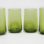 Vintage Juice Glass Glasses Set 4 Greenware Retro Avocado Green