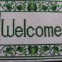 Vintage Needlepoint Welcome Wall Art Retro Green Beautiful Handcrafted
