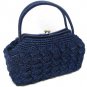 Caron Original Handbag Women's Japan Vintage Retro Purse Blue Wicker Large
