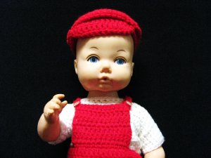 Eegee Vintage Boy Doll Hong Kong Rubber Dressed Crochet Cap Hat Rare Collectible