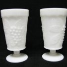 Milk Glass Water Goblets Glasses Tea Wine Anchor Hocking Vintage Set 2