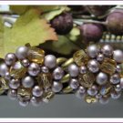 Japanese Vintage Earrings Beaded Purple Amber Retro Jewelry Clip On Fashion