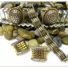 Retro Jewelry Bracelet Earrings Clip Pierced Silver Gold Chunky Bold Heavy Beaded