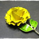 Vintage Enamel Brooch Mod Yellow Flower Retro Jewelry Funky Daisy Rose Pin