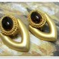 Chunky Earrings Big Bold Gold Tortoise Shell Cabochon Retro Mod Disco Vintage Jewelry