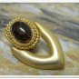 Chunky Earrings Big Bold Gold Tortoise Shell Cabochon Retro Mod Disco Vintage Jewelry