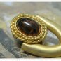 Chunky Earrings Big Bold Gold Tortoise Shell Cabochon Retro Mod Disco Vintage Jewelry
