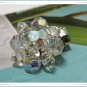 Crystal Beaded Earrings Vintage Aurora Borealis Retro Mod Jewelry Clip On