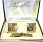 Mens Vintage Cufflinks Tie Bar Foster Coat Of Arms Gold FCB Signed Original Case