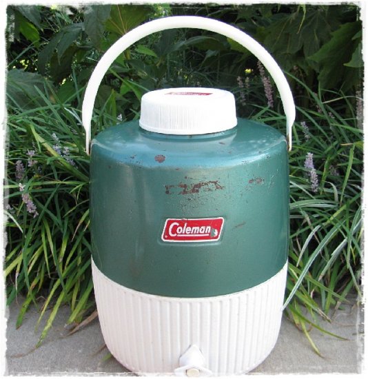 Vintage Coleman Metal Water Jug Green 70's Old School Camping Lodge 3 ...