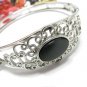 Vintage Silver Bangle Bracelet Black Onyx Sarah Coventry Filigree Retro Mod 1975 Jewelry