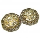Vintage Avon Jose Barrera Earrings Antique Gold Ornate Scroll Leaf