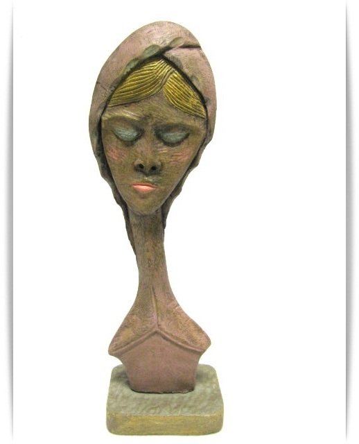 Roger Francois Wood Sculpture Figure Haitian Woman Modern Art Ethic Vintage Modern Home Decor