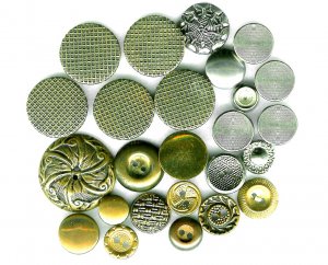 Vintage Metal Button Lot 24 Silver Brass Gold Sewing Crafts