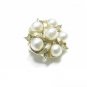 Lisner Designer Gold Brooch Pin Earrings Pearls Rhinestone Leaf Vintage Jewelry Set Retro Modern
