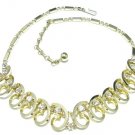 Vintage Designer Rhinestone Necklace Sarah Coventry Gold Bling Retro Prom Formal Evening