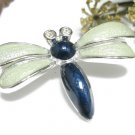 Dragonfly Brooch Pin Colorful Enamel Blue Moss Vintage Fashion Jewelry Nature Retro Modern