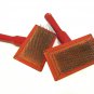Vintage Dog Brushes Wood Red Metal Bristle Grooming Pet Display Set 3 50's