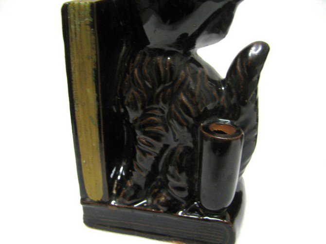 Siamese Cat Bookends Vintage Redware Pottery Brown Gold Japan