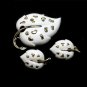 Sarah Coventry White Leaf Brooch Pin Earrings Gold 1970s Retro Mod Jewelry