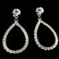 1920's Silver Earrings Rope Rose Dangle Screw-back Art Deco Vintage Jewelry Hammered Metal
