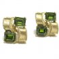 Green Rhinestone Earrings Lisner Vintage Designer Gold Emerald Cut Screw Back Retro Jewelry