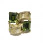 Green Rhinestone Earrings Lisner Vintage Designer Gold Emerald Cut Screw Back Retro Jewelry