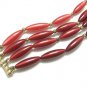 Lisner Vintage Bib Necklace Raspberry Cranberry Oval Tube Beads 4 Strand Designer Retro Mod
