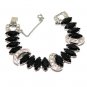 Sarah Coventry Bracelet Earrings Black Navette Rhinestones Silver Crescent 1950s Vienna Nights
