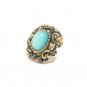 Vintage Aqua Moonglow Earrings Coventry Antique Gold Rhinestone 70s Designer Jewelry Czarina